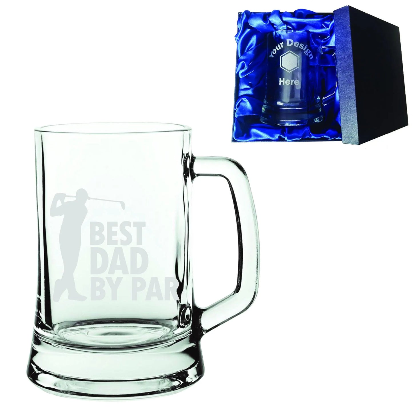Best Dad by Par Glass Glass - Laser Etched Whiskey, Highball, Pint or Tankard