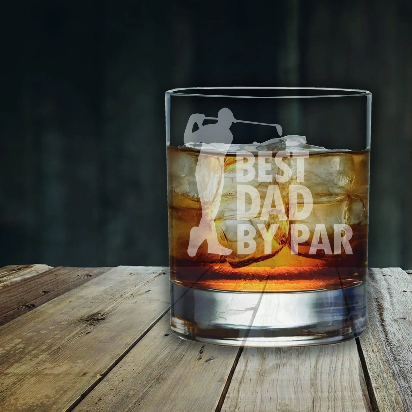 Best Dad by Par Glass Glass - Laser Etched Whiskey, Highball, Pint or Tankard