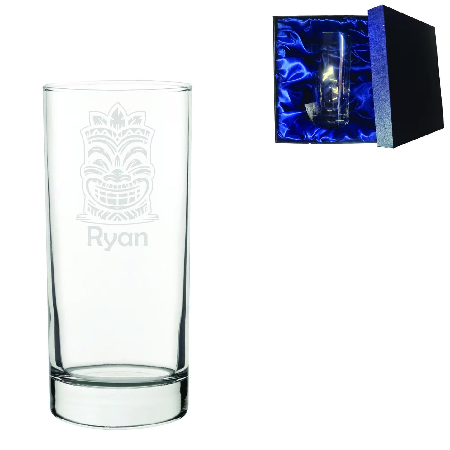 Personalized Tiki Mask Glass - Laser Etched Whiskey, Highball, Pint or Tankard