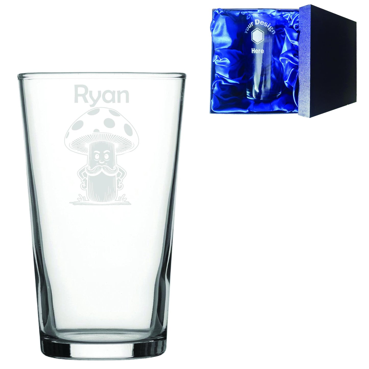 Personalized Mad Mushroom Glass - Laser Etched Whiskey, Highball, Pint or Tankard