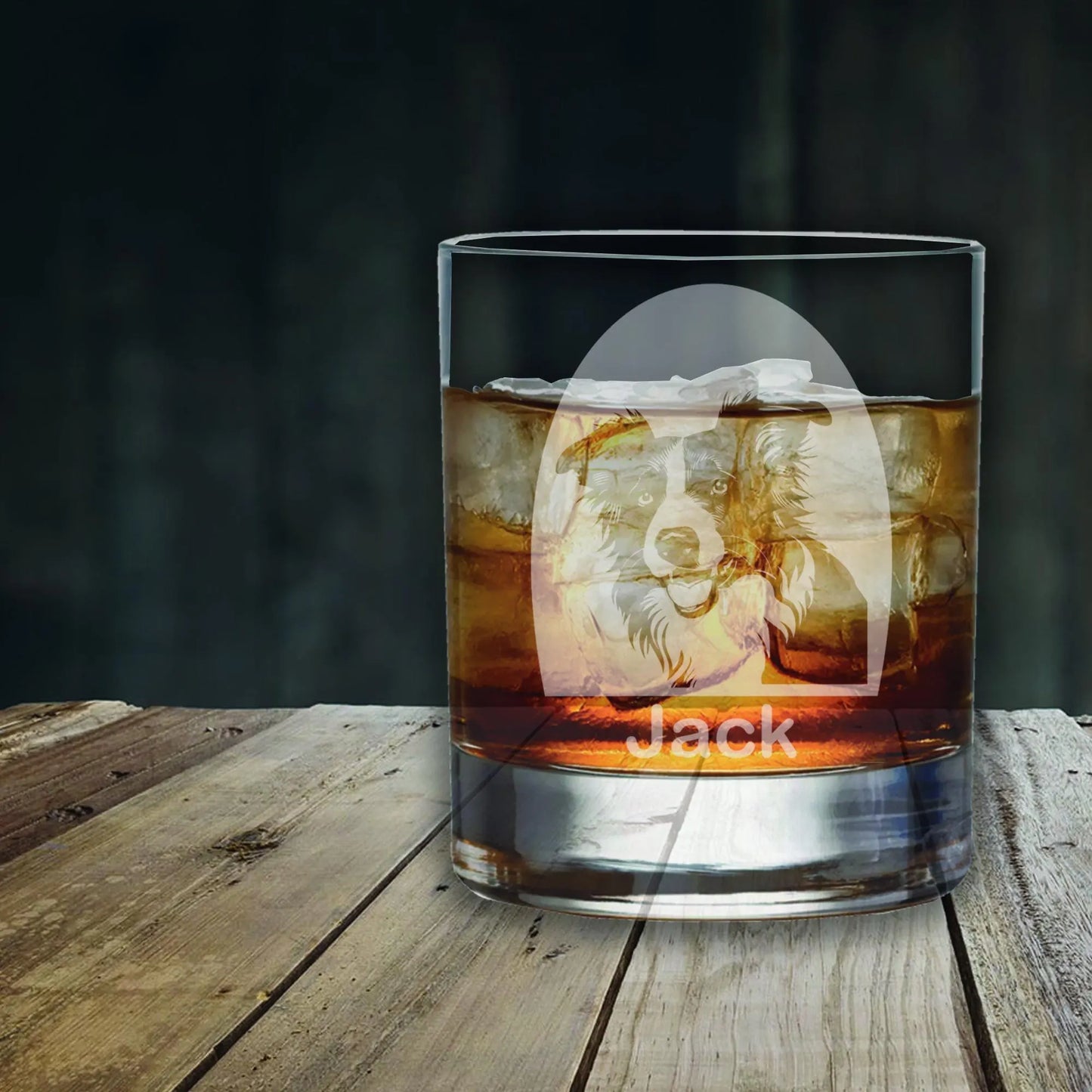 Personalised Border Collie Glass - Laser Etched Whiskey, Highball, Pint or Tankard