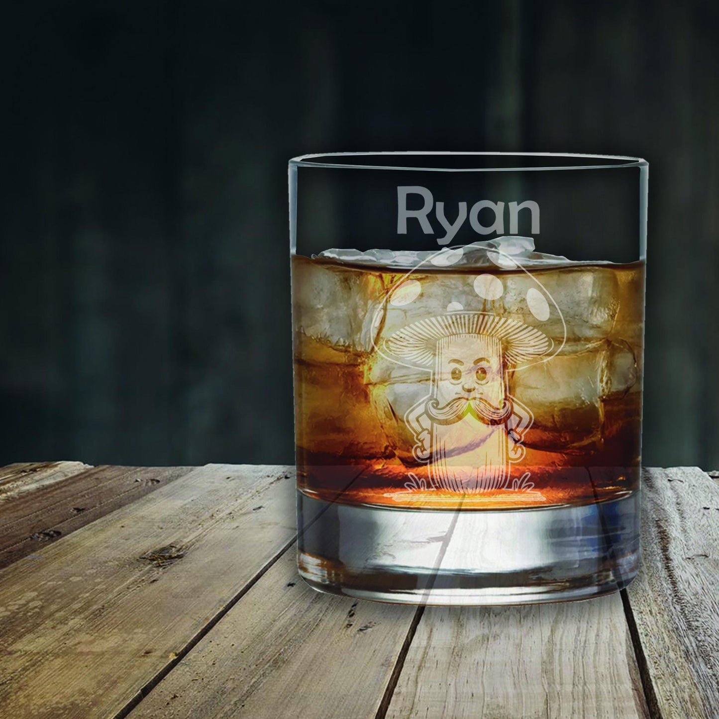 Personalized Mad Mushroom Glass - Laser Etched Whiskey, Highball, Pint or Tankard