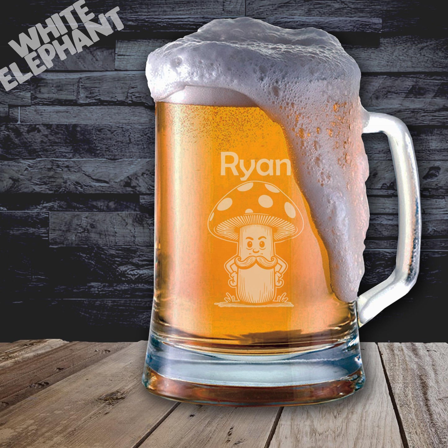 Personalized Mad Mushroom Glass - Laser Etched Whiskey, Highball, Pint or Tankard