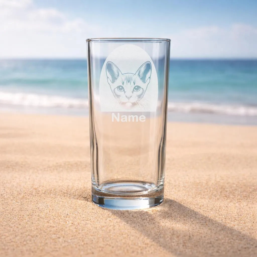 Personalised Bambino Cat Glass - Laser Etched Whiskey, Highball, Pint or Tankard