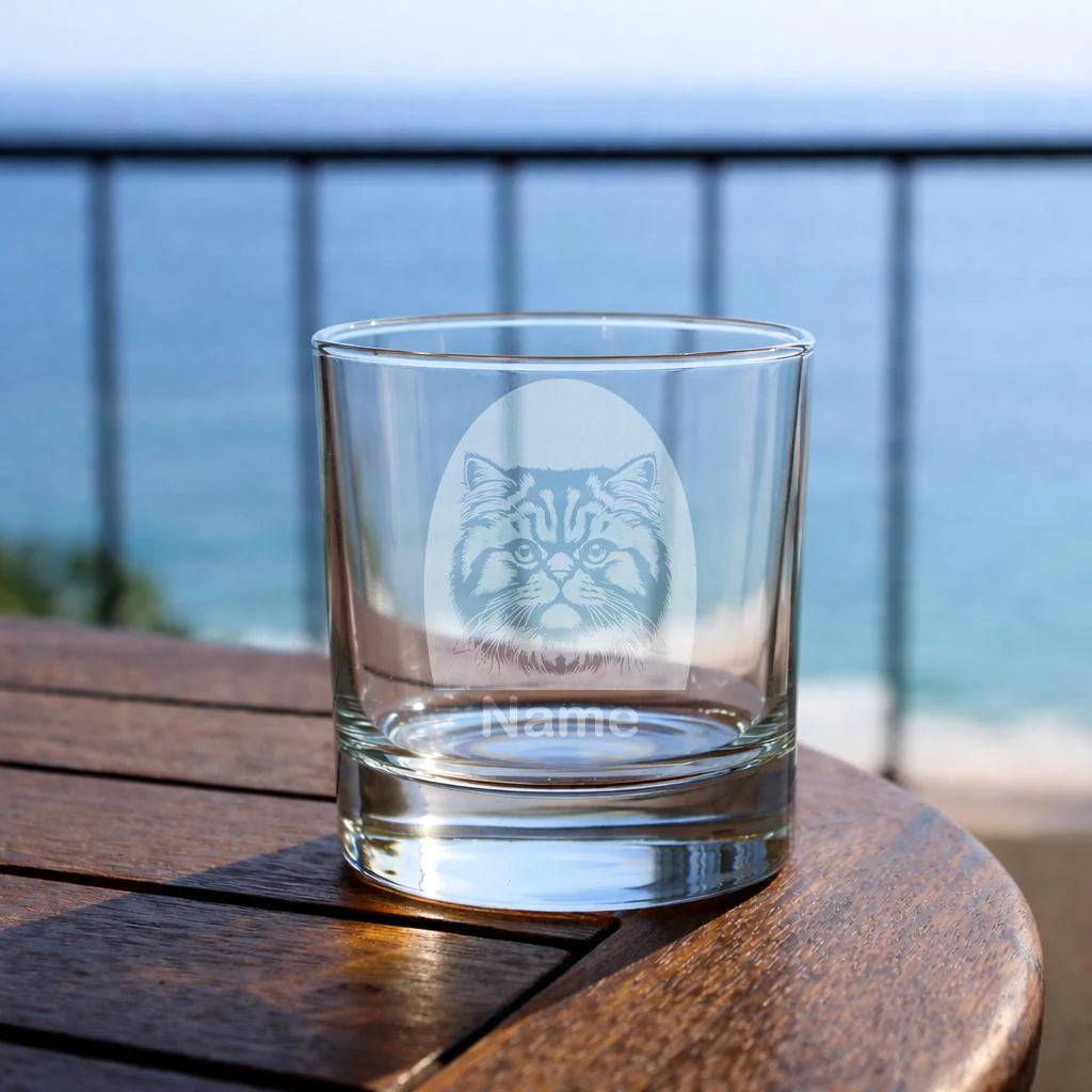 Personalised British Longhair Cat Glass - Laser Etched Whiskey, Highball, Pint or Tankard