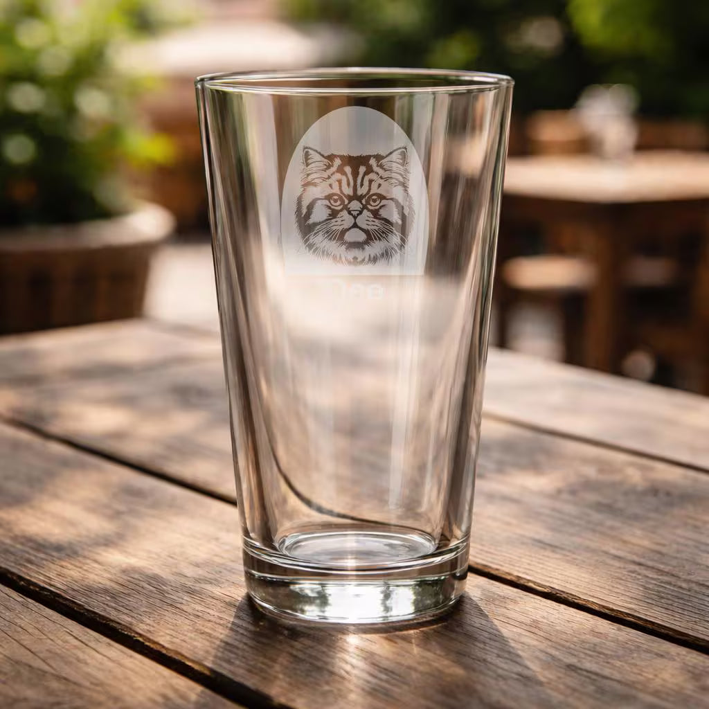 Personalised British Longhair Cat Glass - Laser Etched Whiskey, Highball, Pint or Tankard