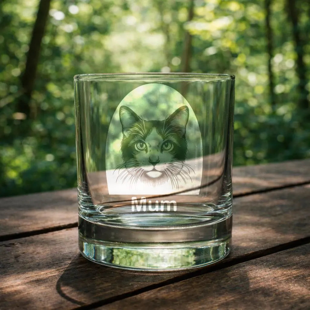Personalised Japanese Bobtail Cat Glass - Laser Etched Whiskey, Highball, Pint or Tankard