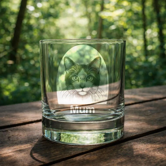 Personalised Japanese Bobtail Cat Glass - Laser Etched Whiskey, Highball, Pint or Tankard