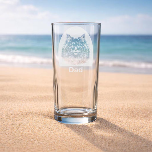 Personalised Maine Coon Cat Glass - Laser Etched Whiskey, Highball, Pint or Tankard
