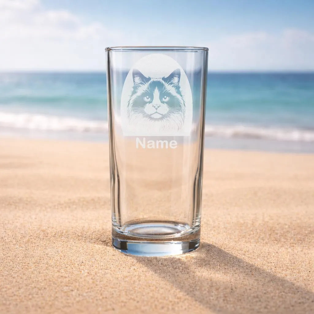 Personalised Snowshoe longhair Cat Glass - Laser Etched Whiskey, Highball, Pint or Tankard