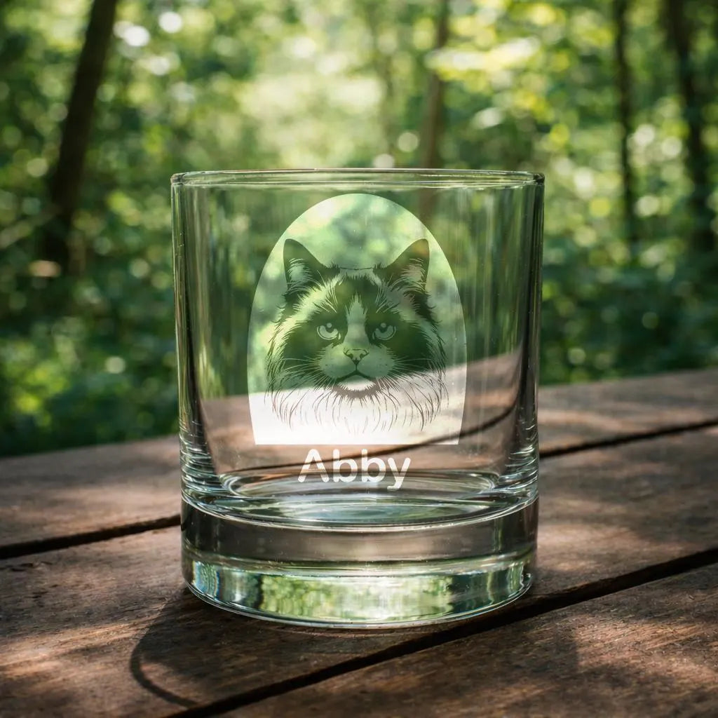 Personalised Snowshoe longhair Cat Glass - Laser Etched Whiskey, Highball, Pint or Tankard