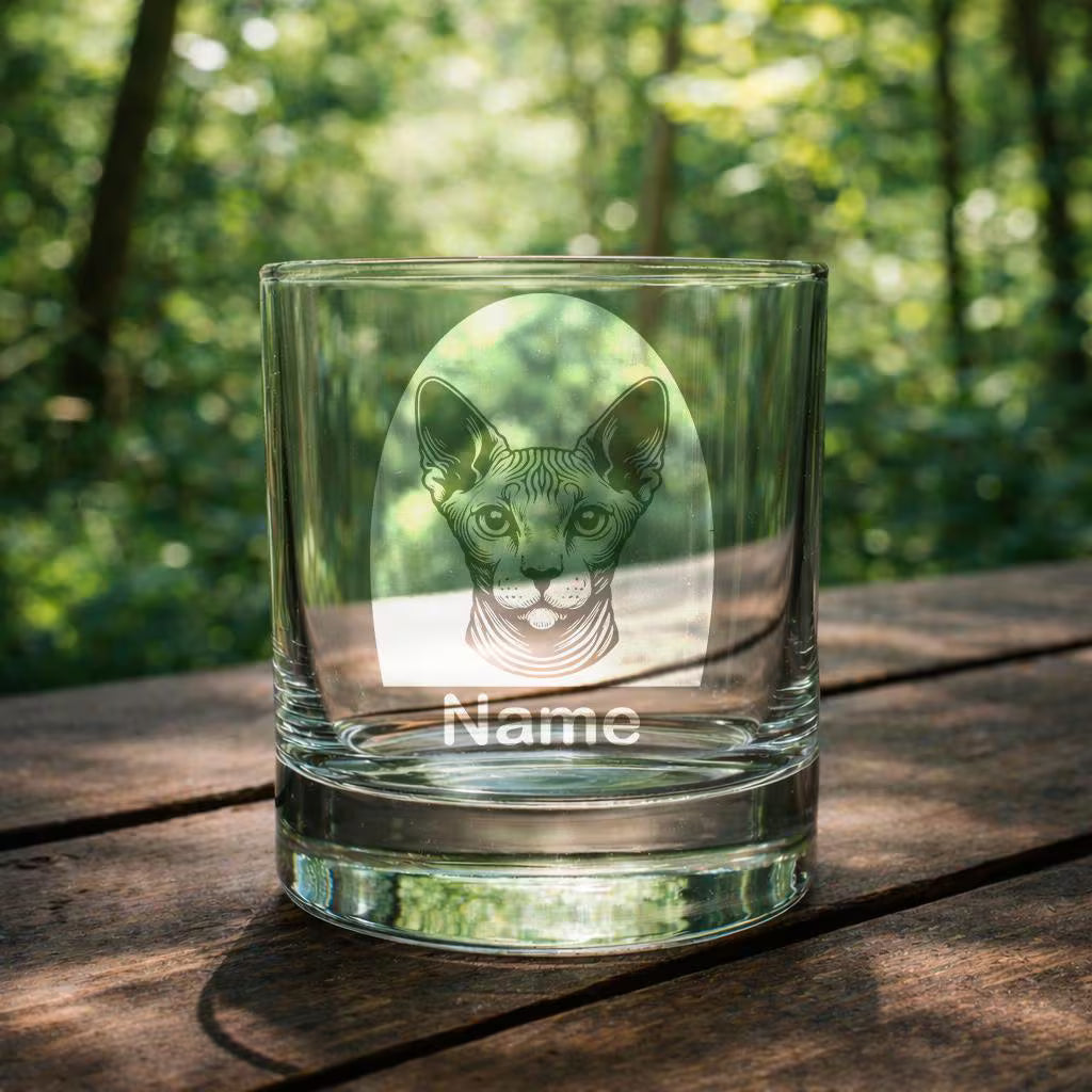 Personalised Sphynx Cat Glass - Laser Etched Whiskey, Highball, Pint or Tankard
