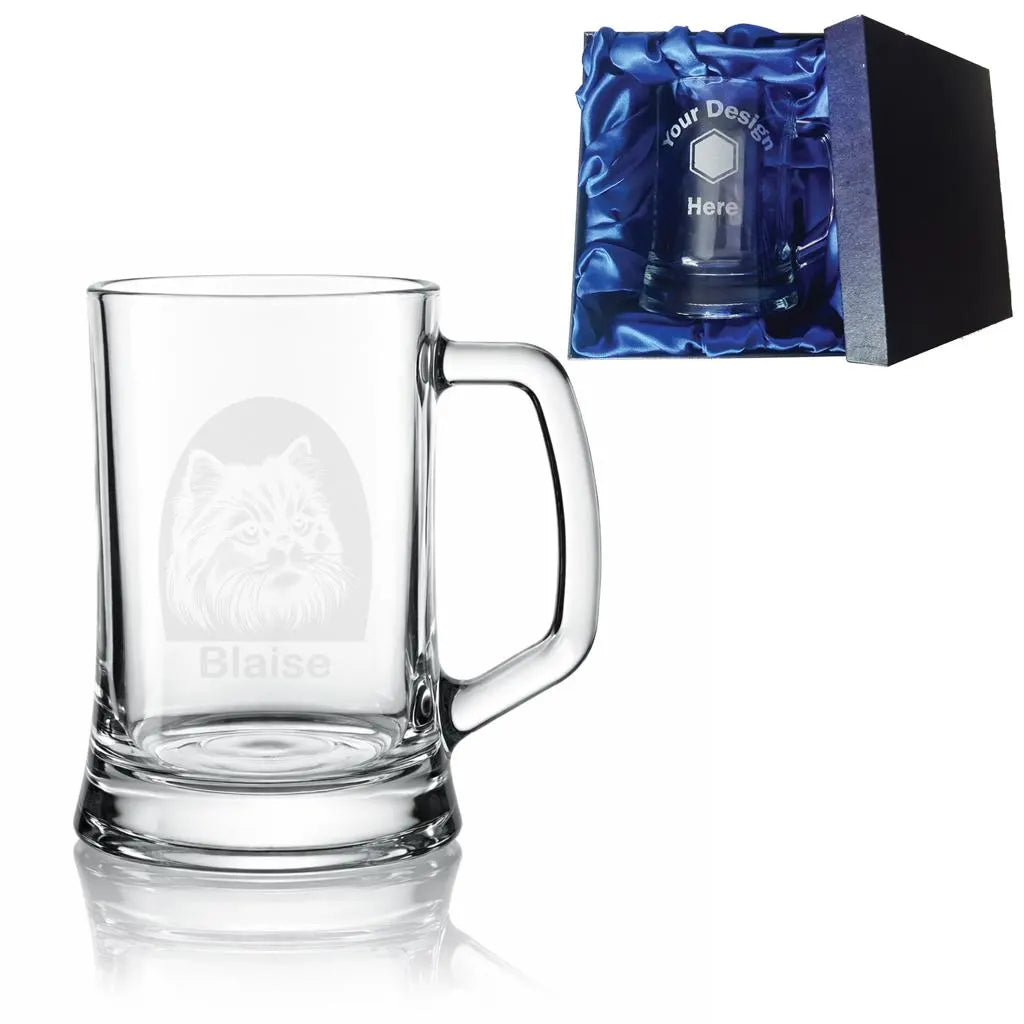 Personalised York Longhair Cat Glass - Laser Etched Whiskey, Highball, Pint or Tankard