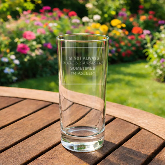 Sometimes I'm Asleep Glass - Laser Etched Whiskey, Highball, Pint or Tankard