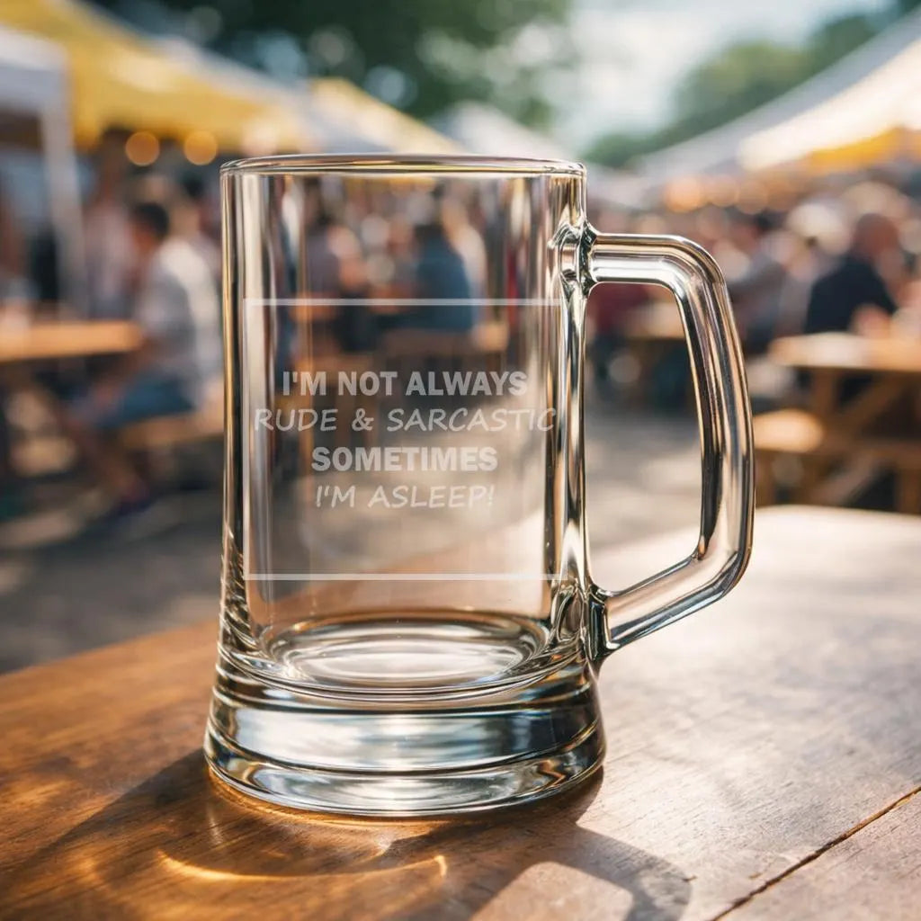 Sometimes I'm Asleep Glass - Laser Etched Whiskey, Highball, Pint or Tankard