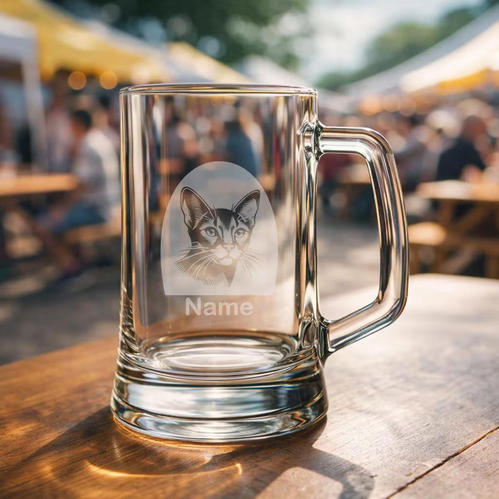Personalized Abyssinian Cat Glass - Laser Etched Whiskey, Highball, Pint or Tankard