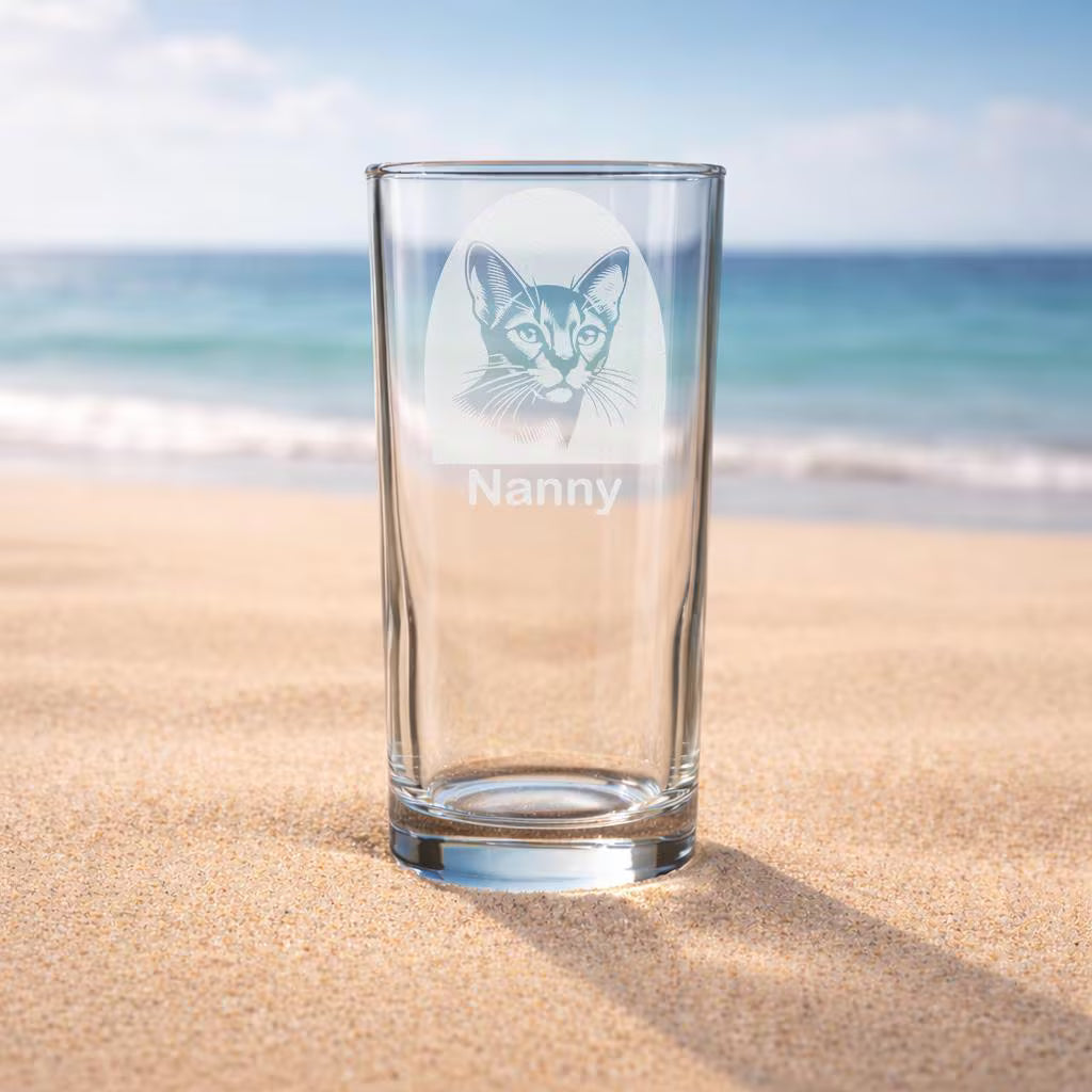 Personalized Abyssinian Cat Glass - Laser Etched Whiskey, Highball, Pint or Tankard