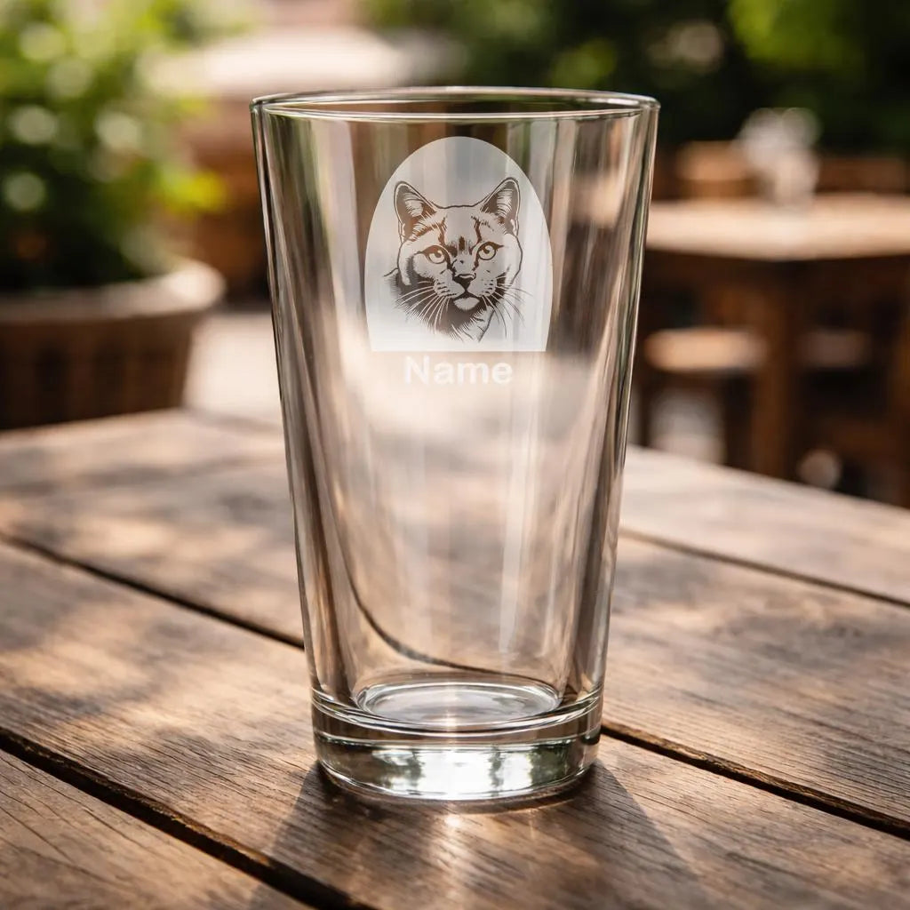 Personalised Australian Mist Shorthair Cat Glass - Laser Etched Whiskey, Highball, Pint or Tankard
