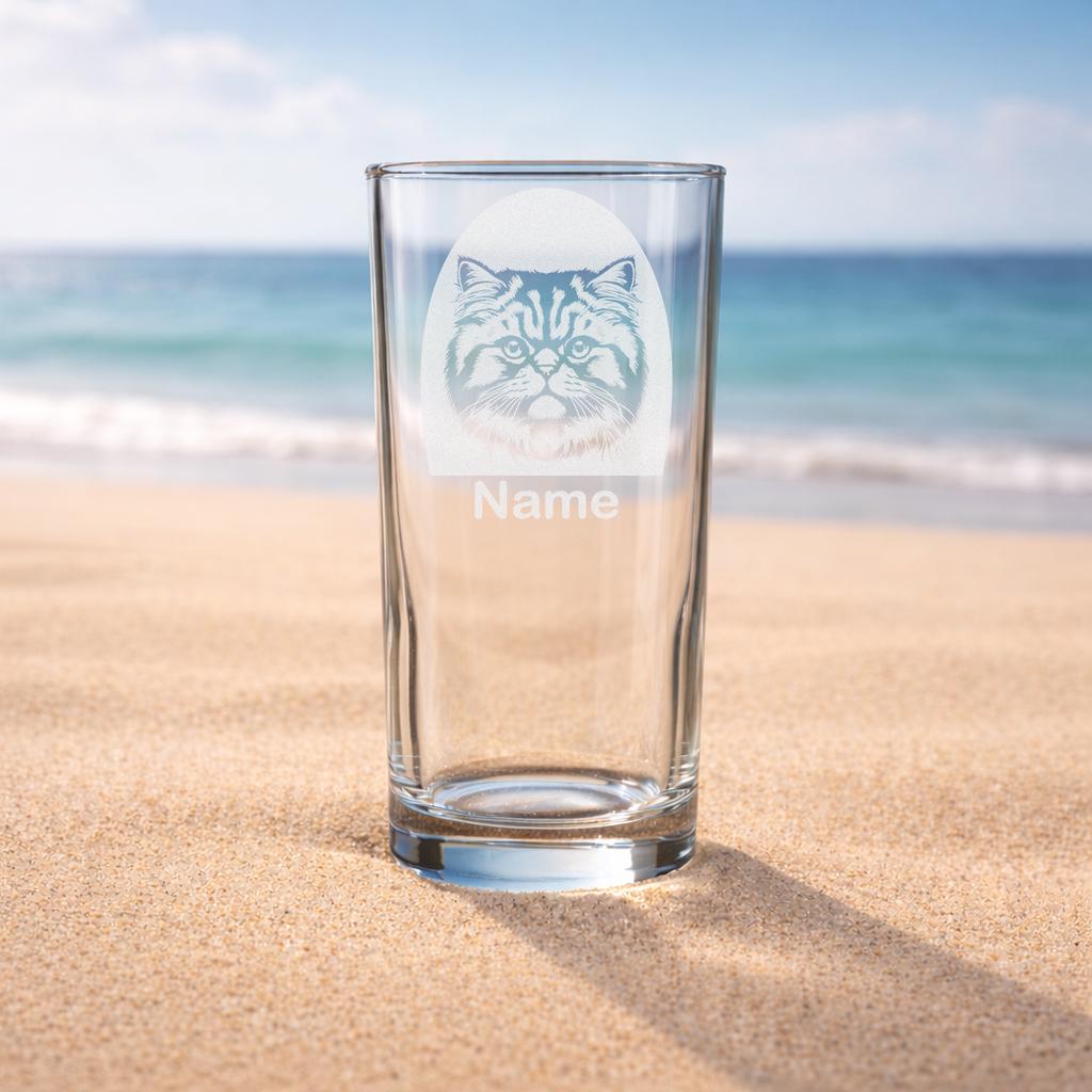 Personalised British Longhair Cat Glass - Laser Etched Whiskey, Highball, Pint or Tankard