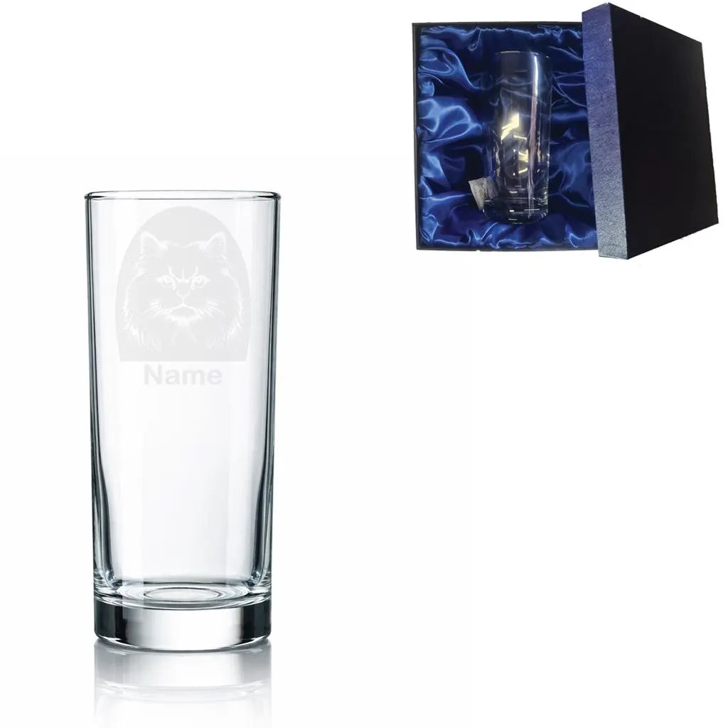 Personalised Chantilly Tiffany Cat Glass - Laser Etched Whiskey, Highball, Pint or Tankard