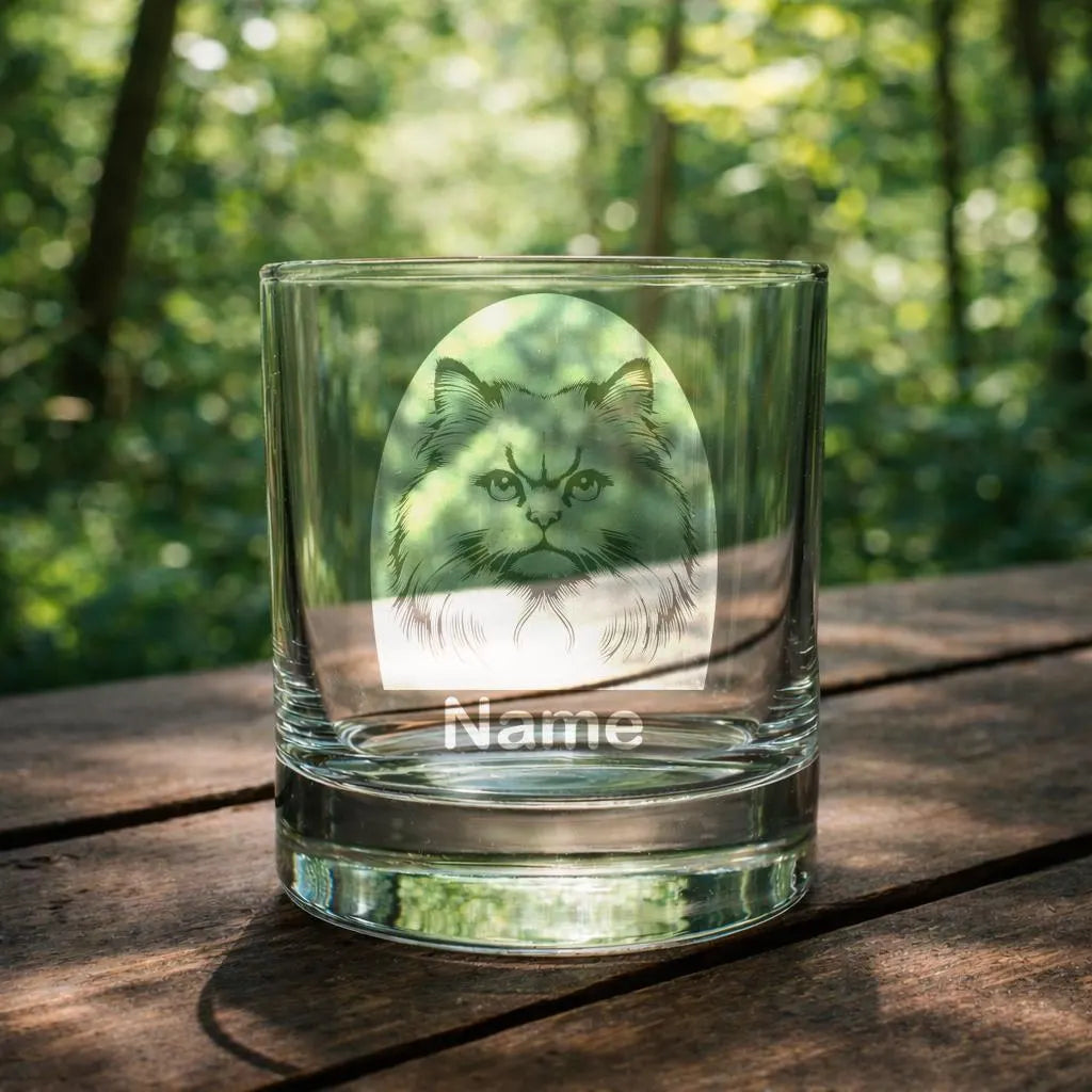 Personalised Chantilly Tiffany Cat Glass - Laser Etched Whiskey, Highball, Pint or Tankard