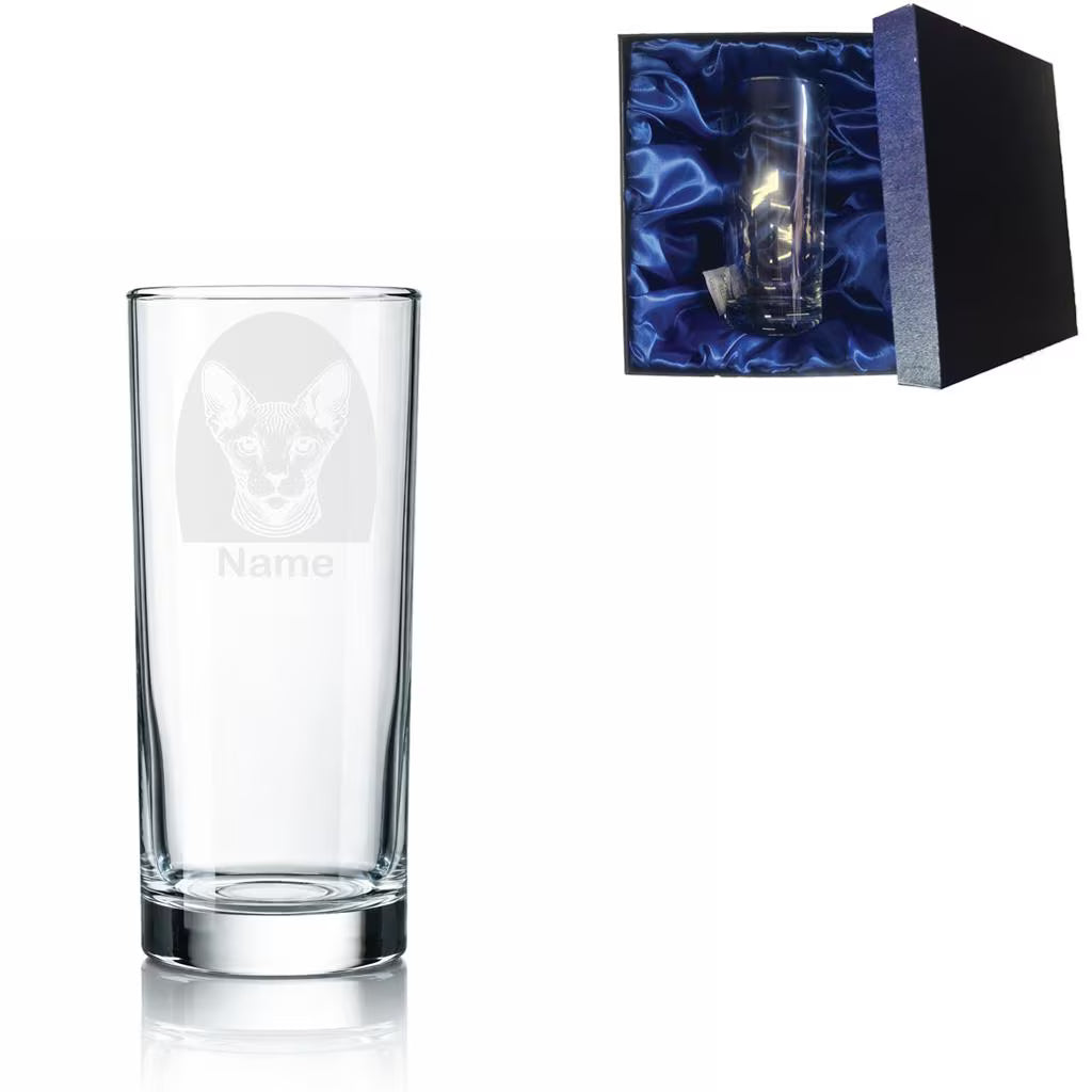 Personalised Sphynx Cat Glass - Laser Etched Whiskey, Highball, Pint or Tankard