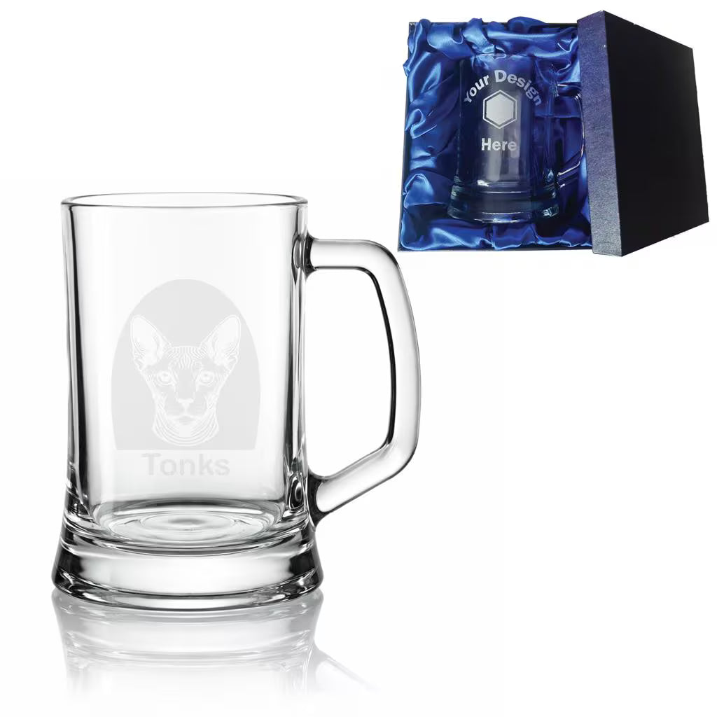 Personalised Sphynx Cat Glass - Laser Etched Whiskey, Highball, Pint or Tankard