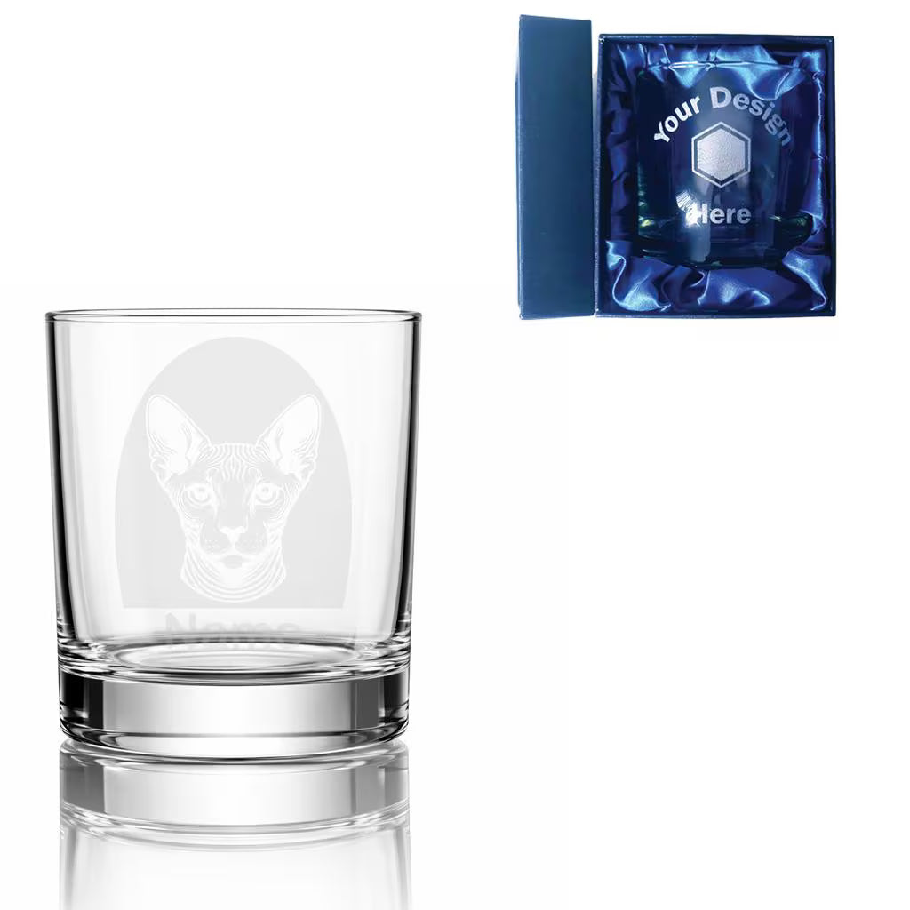 Personalised Sphynx Cat Glass - Laser Etched Whiskey, Highball, Pint or Tankard