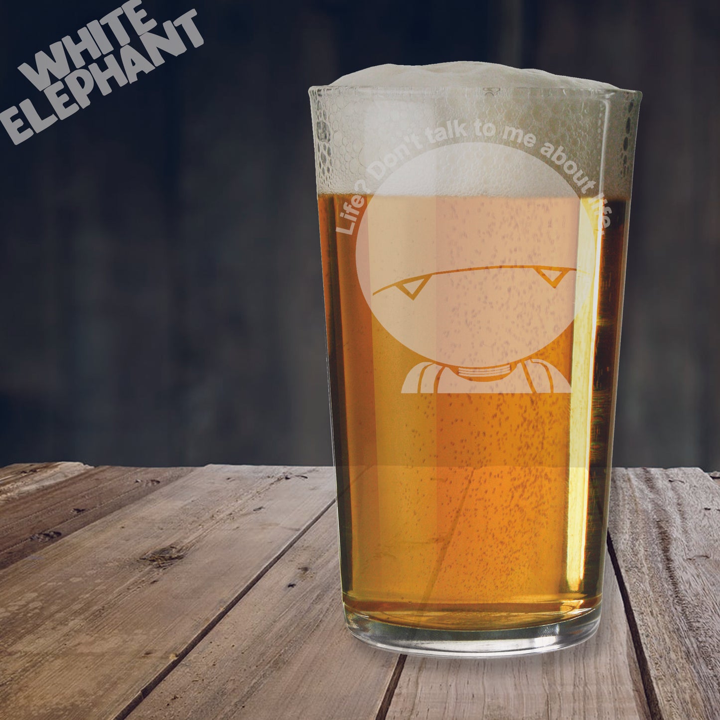 Hitchhiker's Guide to the Galaxy Marvin Inspired Laser Etched Whiskey / High-Ball / Pint / Tankard Glass