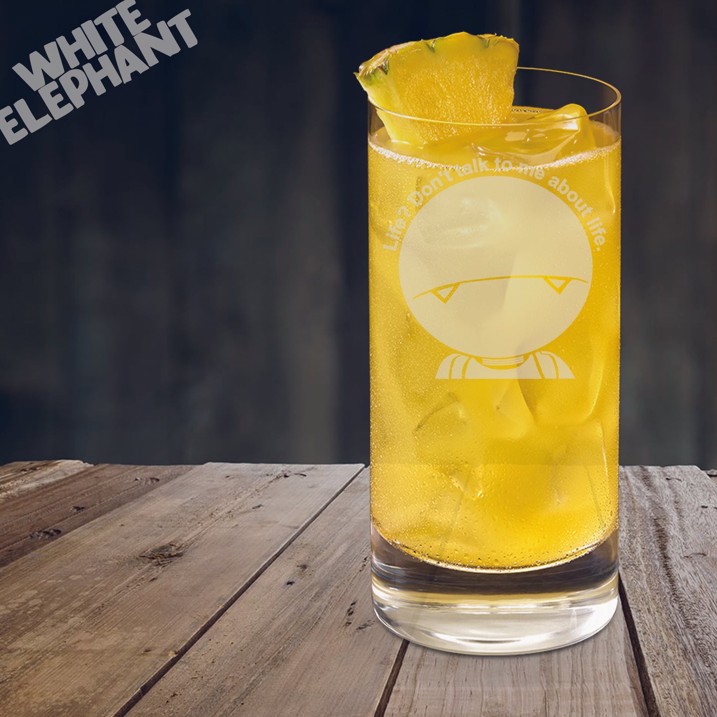 Hitchhiker's Guide to the Galaxy Marvin Inspired Laser Etched Whiskey / High-Ball / Pint / Tankard Glass