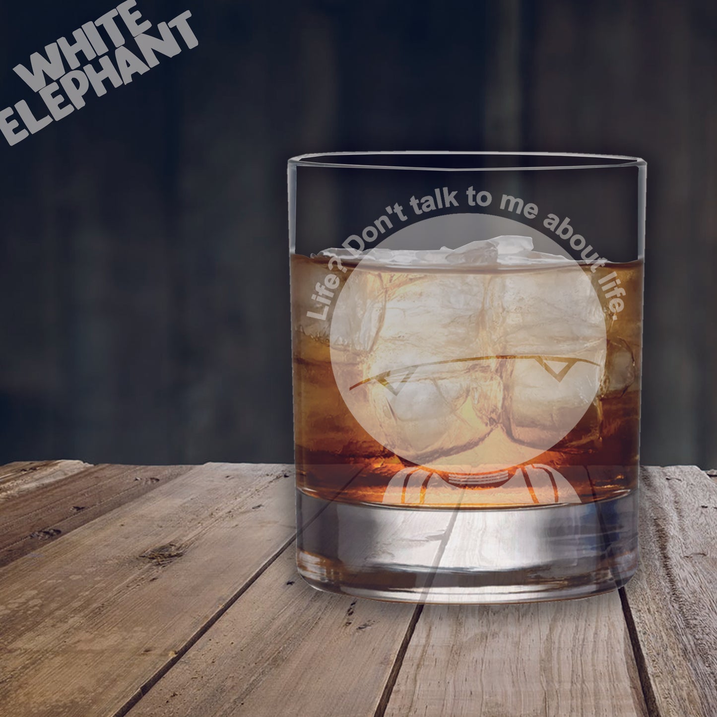 Hitchhiker's Guide to the Galaxy Marvin Inspired Laser Etched Whiskey / High-Ball / Pint / Tankard Glass