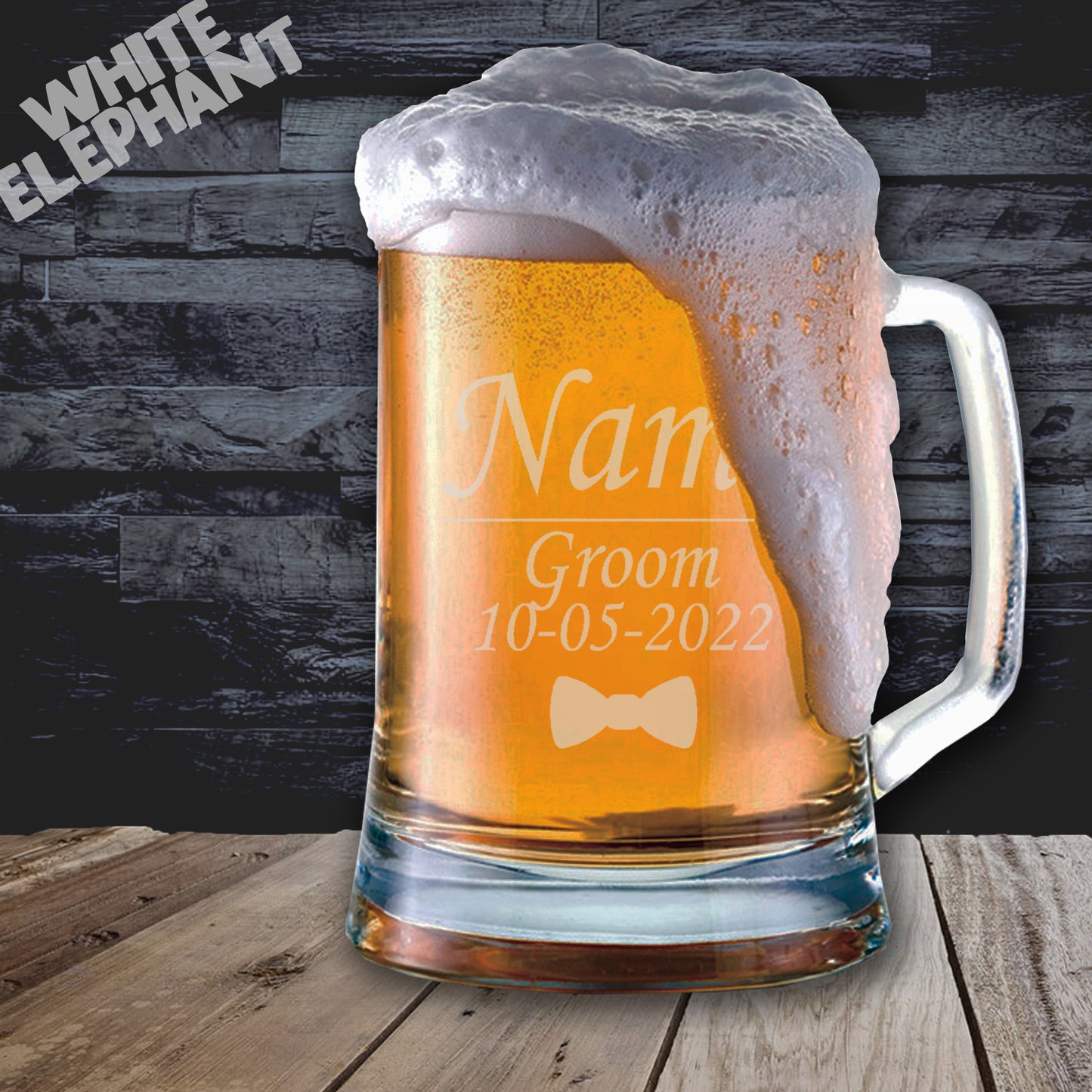 Personalised Groom Wedding Laser Etched Whiskey / High-Ball / Pint / Tankard Glass