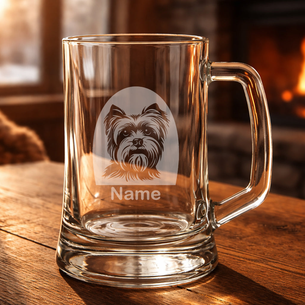 Personalised Yorkshire Terrier Glass - Laser Etched Whiskey, Highball, Pint or Tankard