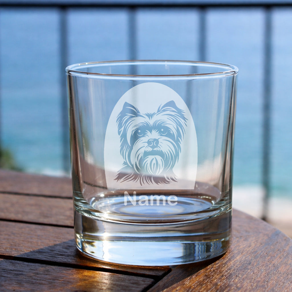 Personalised Yorkshire Terrier Glass - Laser Etched Whiskey, Highball, Pint or Tankard